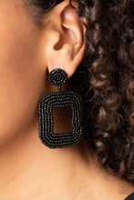 Load image into Gallery viewer, Beaded Bella - Black post earrings
