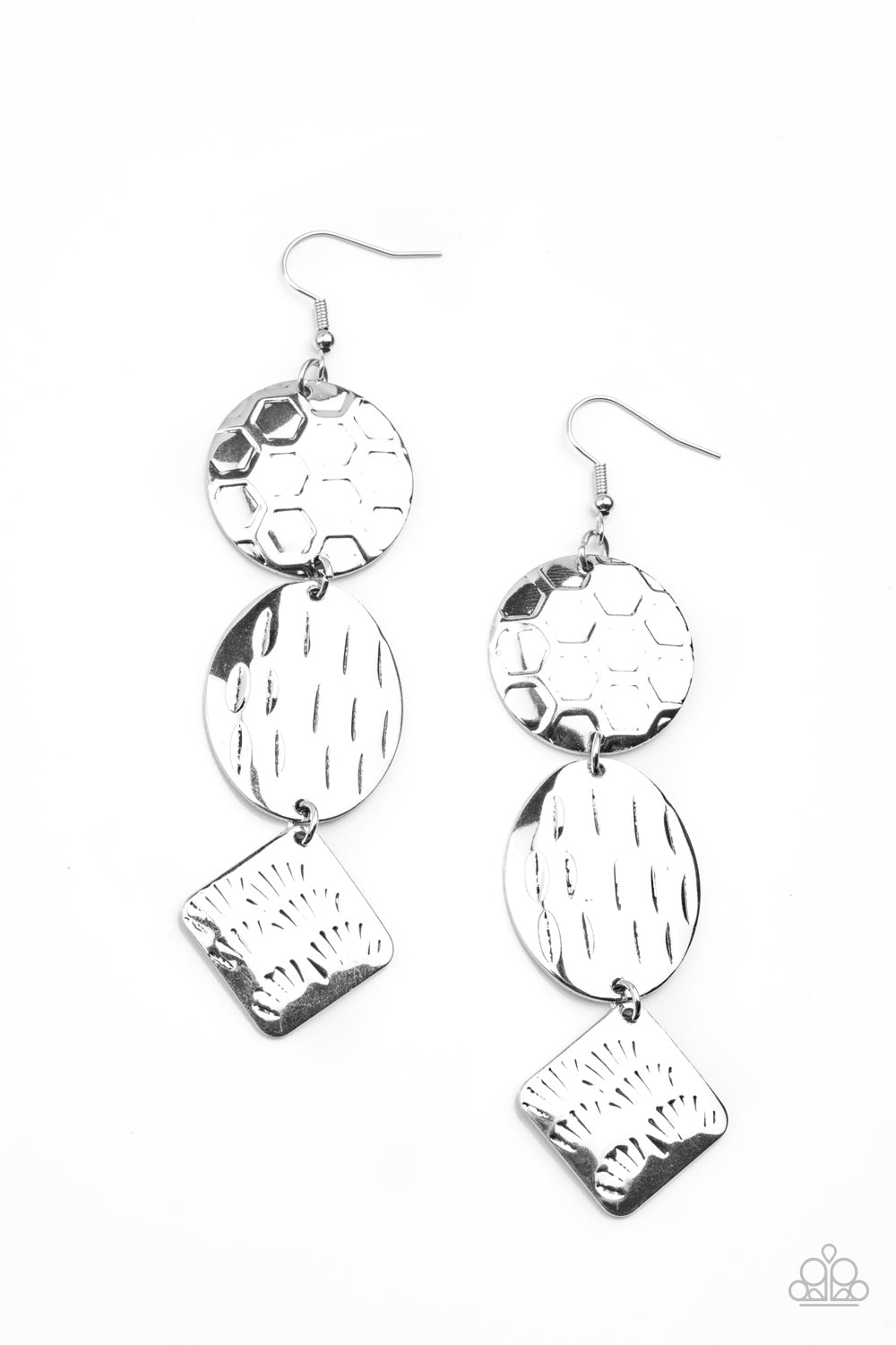 Mixed Movement - Silver earrings