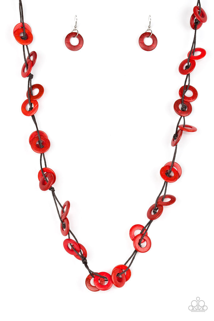 Waikiki Winds Necklace Set - Red 2 pc